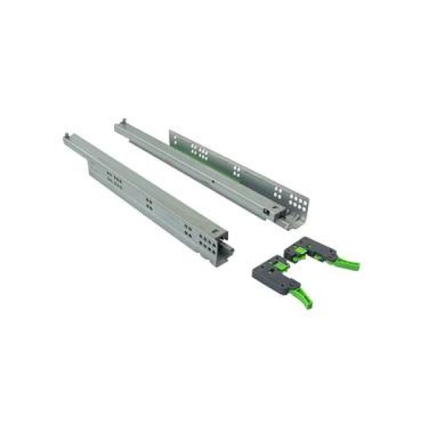 Комплект направляющих Soft-Close скрытого монтажа Firmax Smartline, L=350мм, полного выдвижения, для ЛДСП 16 мм с доводчиком, (2 направляющие + 2 крепления)