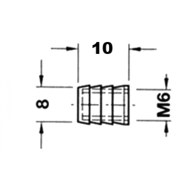 Муфта М6, D=9мм, L=10мм, пласт. BU61