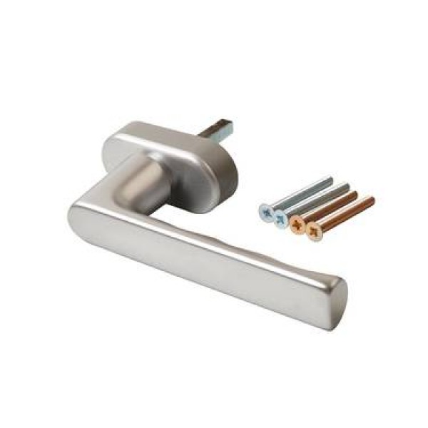 Ручка оконная алюминиевая HOPPE Hamburg SecuForte, штифт vario fit 32-42 мм, 45°, 2 винта М5х45, 2 винта М5х50, серебро