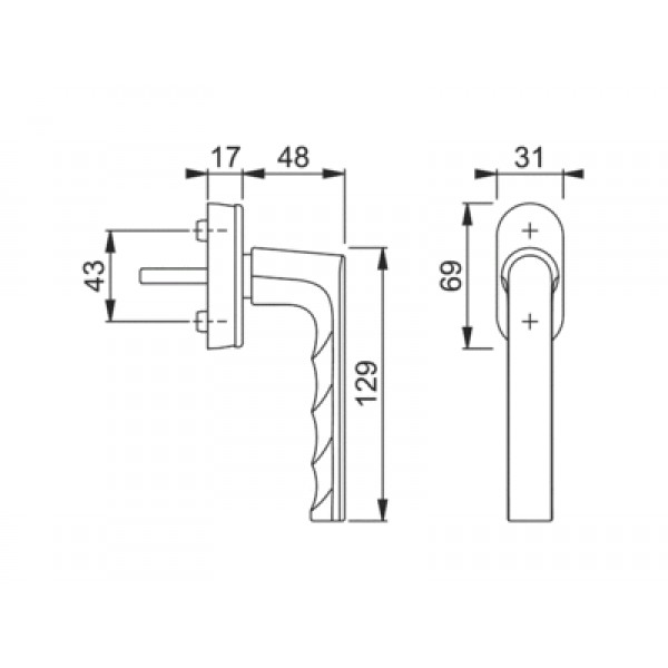 Ручка оконная HOPPE Hamburg SecuForte, штифт vario fit 32-42 мм, белая, 2 винта