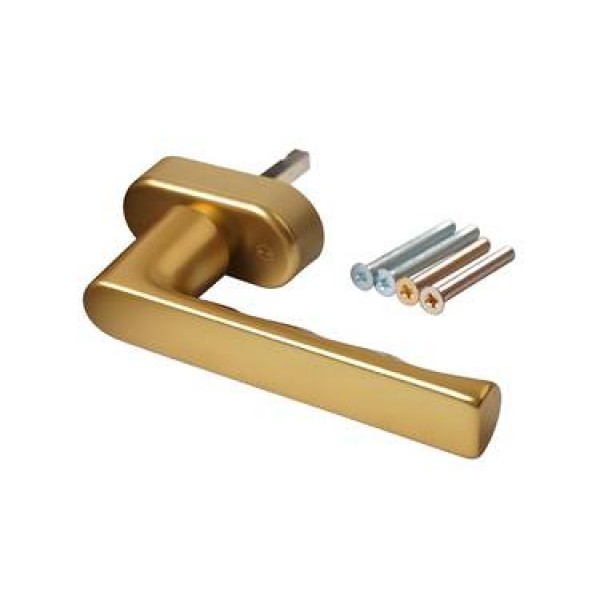Ручка оконная алюминиевая HOPPE Hamburg SecuForte, штифт vario fit 32-42 мм, 45°, 2 винта М5х45, 2 винта М5х50, золото